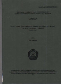 Laporan Penelitian aspek kebencanaan geologi kelautan di sekitar PLTU Tarahan, Lampung. Tahun 2011