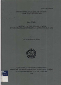 Laporan penelitian potensi mineral letakan di perairan teluk Sepi-Blongas, Lombok Barat, NTB Tahun 1998