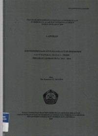 Laporan Survei/pemetaan geologi kelautan bersistem laut dangkal skala 1:250.000 perairan lembar peta 2013-2014. Tahun 2009