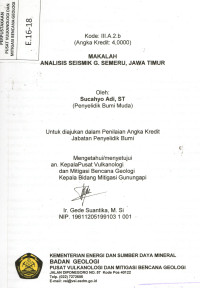 Image of Analisis Seismik Gunung Semeru, Jawa Timur. (Makalah).