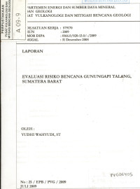 Image of Evaluasi Risiko Bencana Gunungapi Talang, Sumatera Barat