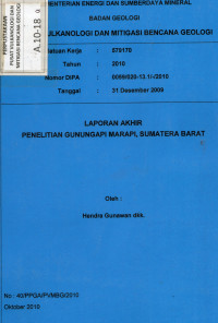 Image of Laporan Akhir Penelitian Gunungapi Marapi, Sumatera Barat
