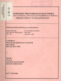 Image of Laporan Evaluasi Kegiatan G. Batur di P. Bali, Bulan Juli 1996