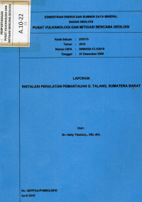 Image of Laporan Instalasi Peralatan Pemantauan G. Talang, Sumatera Utara