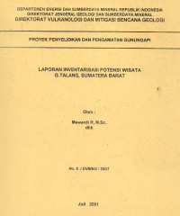 Image of Laporan Inventarisasi Potensi Wisata G. Talang Sumatera Barat