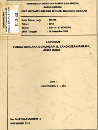 Image of Laporan pasca bencana Gunung Api Tangkuban Parahu, Jawa Barat.