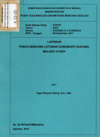 Image of Laporan Pasca Bencana Letusan GunungApi Dukono, Maluku Utara