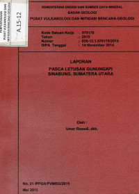 Image of Laporan Pasca Letusan Gunungapi Sinabung, Sumatera Utara