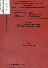 Image of Laporan Pasca Letusan Gunungapi Sinabung, Sumatera Utara.