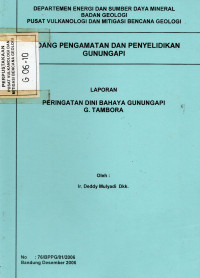Image of Laporan Pemantauan Dini Bahaya G. Api G. Tambora