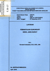 Image of Laporan Pemantauan Gunungapi Gede, Jawa Barat.