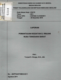 Image of Laporan Pemantauan Kegiatan G. Rinjani, Nusa Tenggara Barat