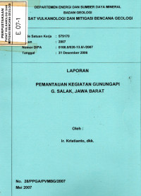 Image of Laporan Pemantauan Kegiatan Gunungapi G. Salak, Jawa Barat