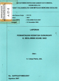 Image of Laporan Pemantauan Kegiatan Gunungapi G. Seulawah Agam, NAD