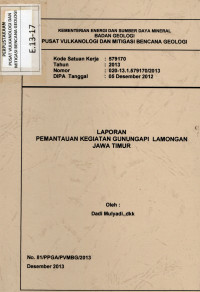 Image of Laporan Pemantauan Kegiatan GunungApi Lamongan Jawa Timur