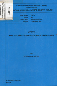 Image of Laporan pemetaan Kawasan Rawan Bencana Gunung Sumbing, Jambi.