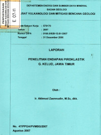 Image of Laporan Penelitian Endapan Piroklastik G. Kelud, Jawa Timur