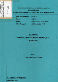 Image of Laporan penelitian Gunungapi Agung, Bali (Tahap II).