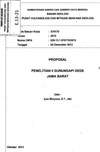Image of Laporan Penelitian II Gunung Api Gede, Jawa Barat