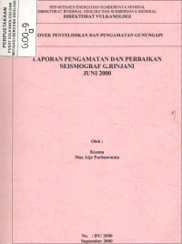Image of Laporan Pengamatan dan Perbaikan Seismograf G. Rinjani