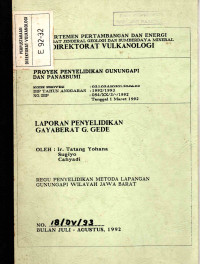 Image of Laporan Penyelidikan Gaya Berat G. Gede