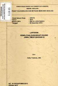 Image of Laporan Penyelidikan GunungApi Raung Jawa Timur ( Bagian II )
