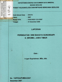 Image of Laporan Peringatan Dini Bahaya Gunungapi G. Bromo, Jawa Timur