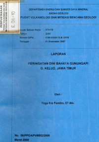 Image of Laporan Peringatan Dini Bahaya Gunungapi G. Kelud, Jawa Timur