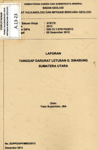 Image of Laporan Tanggap Darurat Letusan G. Sinabung Sumatera Utara