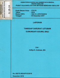 Image of Laporan Tanggap Darurat Letusan Gunung Agung, Bali