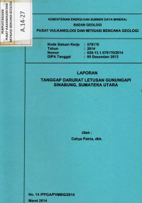 Image of Laporan Tanggap Darurat Letusan Gunung Sinabung Sumatera Utara.