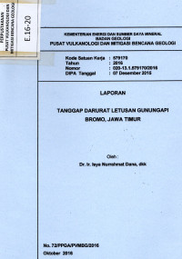 Image of Laporan Tanggap Darurat Letusan Gunungapi Bromo, Jawa Timur.