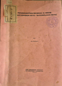 Image of Pengamatan Seismik G.Gede (19 September 1975-18 Pebruari 1976).