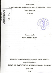 Image of Penilaian Awal Risiko Bencana Gunung Api Dieng Jawa Tengah