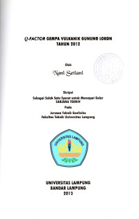 Q-Factor Gempa Vulkanik Gunung Lokon Tahun 2012